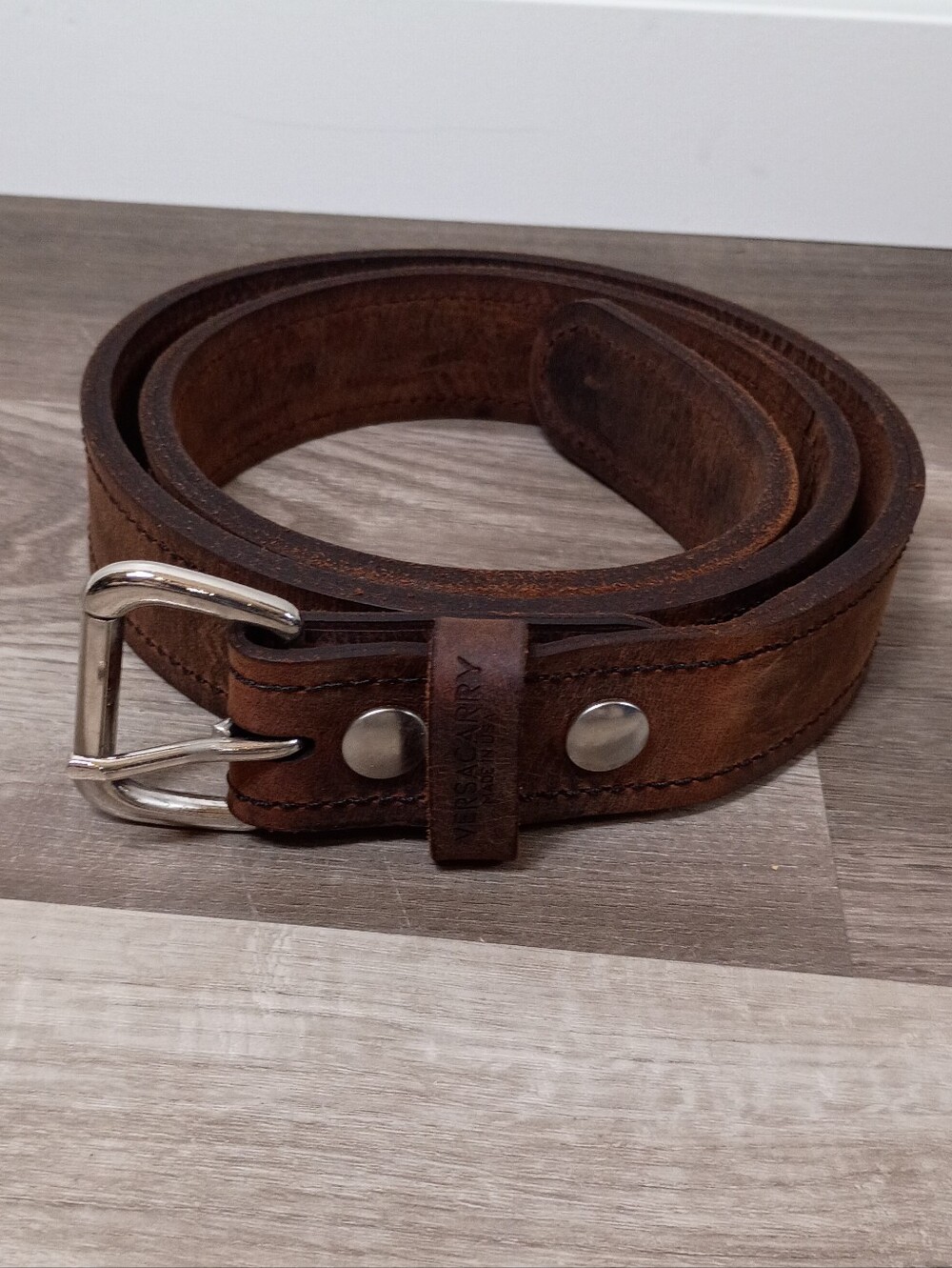 Versa Carry Made In Usa Unisex Classic Casual Brown Thick Genuine Leather Belt